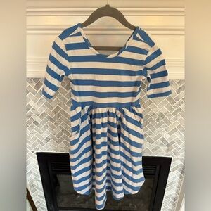 Hanna Andersson Blue and White Striped Knit Dress